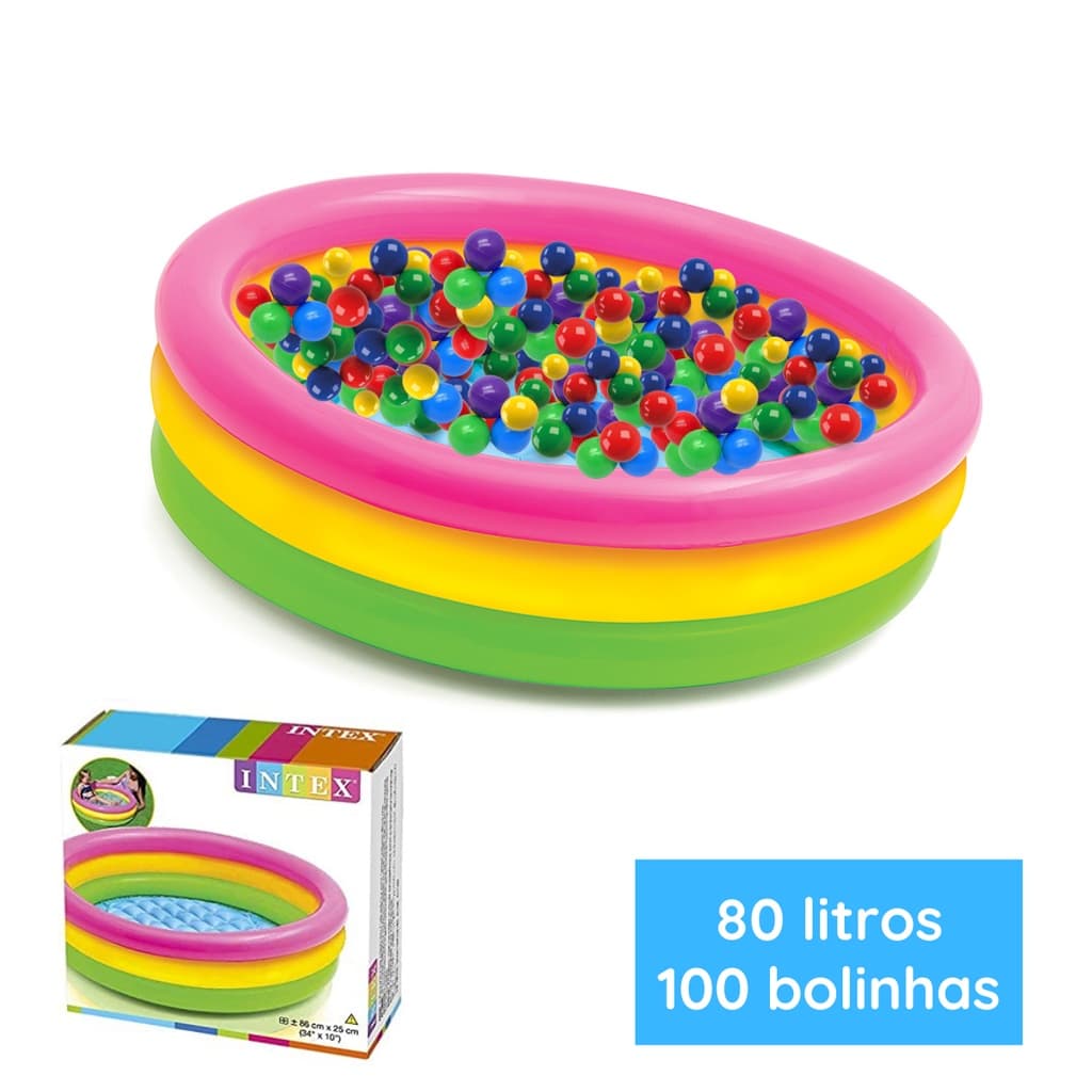 Piscina De Bolinhas Inflável Intex 80l + 100 Bolinhas