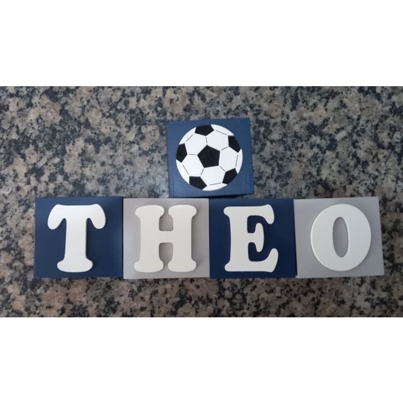 cubo decorativo valor  unitario mdf com nome azul marinho  cinza