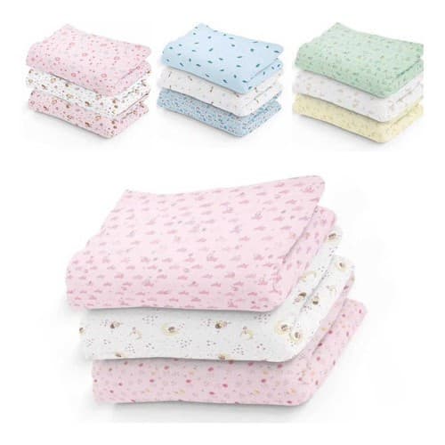 Cueiro Estampado Flanelado Karinho Grande 1,00 x 80cm bebê Papi Kit 3 Unidades