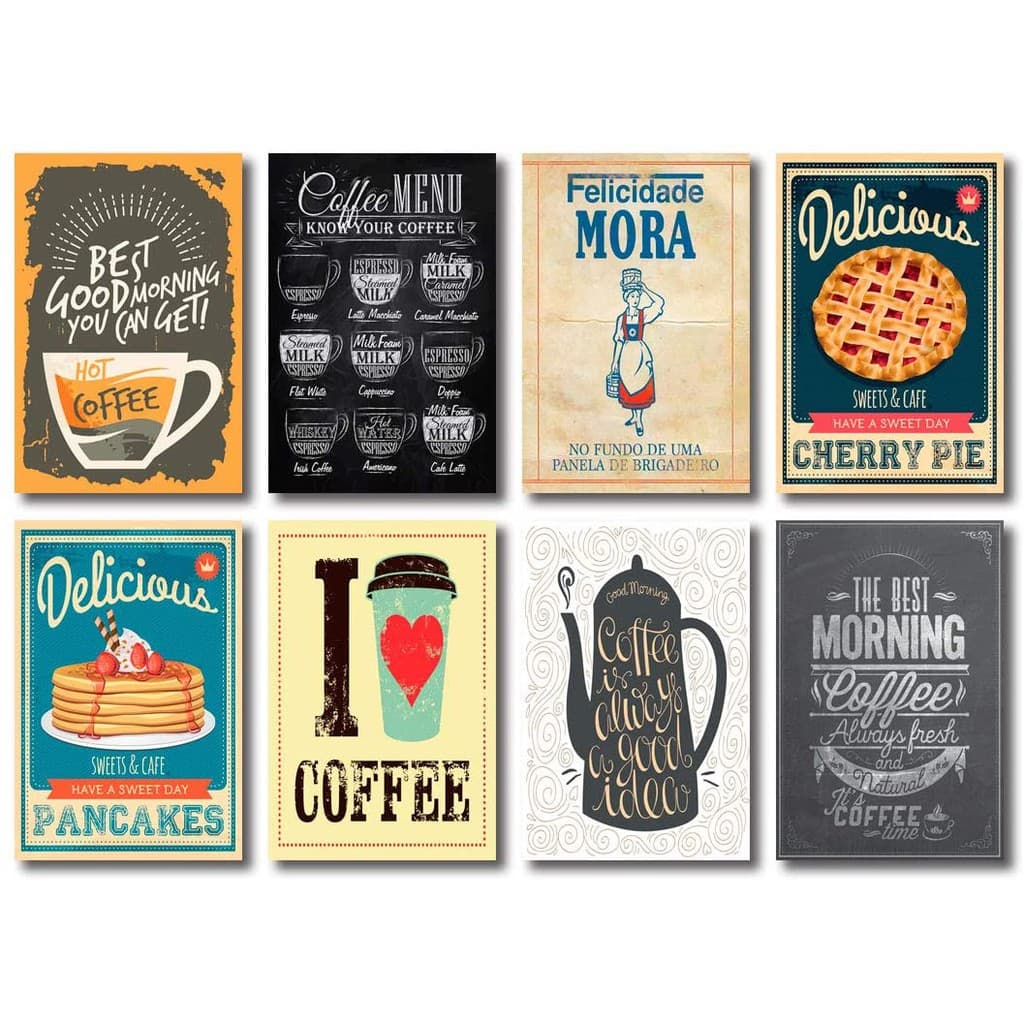 Kit Decorativo Café Para Sua Cozinha 30x20 8 Peças