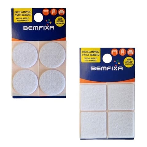 Feltro Adesivo Protetor Para Mesa Sofá Cadeira Parede 25mm 12 Un Quadrado ou Redondo - BEMFIXA
