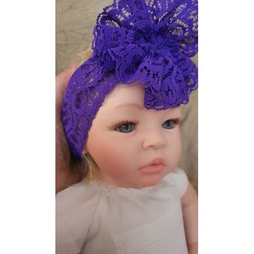 Turbante Faixa Grossa Renda Importada  Bebê 38cm Sem Esticar