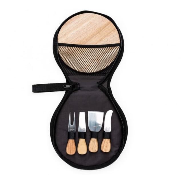 kit tábua de queijo madeira (5 peças) com estojo em nylon Queijos/Frios