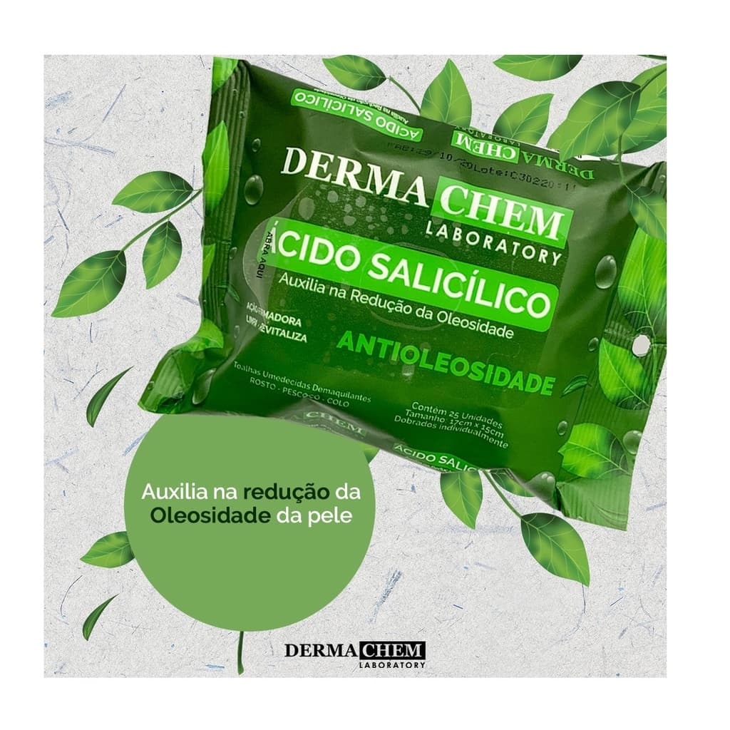 Toalhas Umedecidas Demaquilante Ácido Salicílico Dermachem 25un
