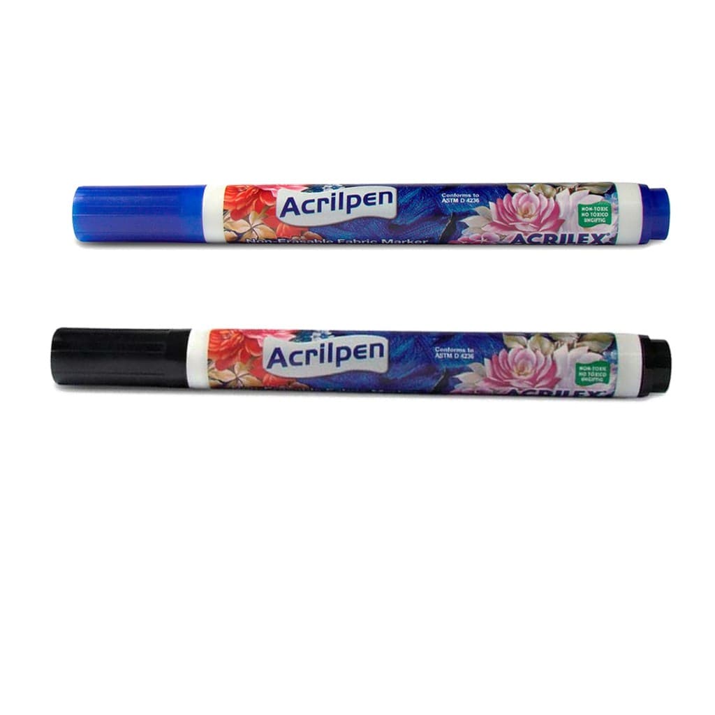 Caneta para Tecido Acrilex - Azul e Preta (2 unidades)
