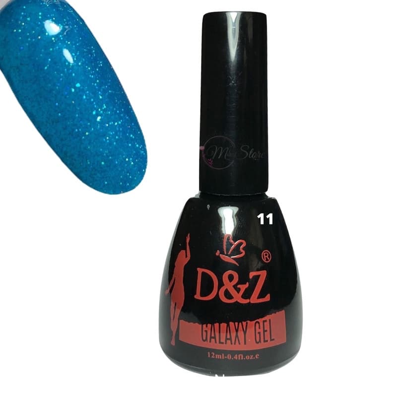 Esmalte Em Gel D&Z Galaxy cor 11 Azul Glitter Fino Pigmentado 12 ml Promoção DEZ
