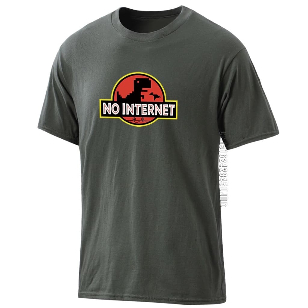 Camiseta De Verão 2020 Homens Sem internet Dinossauro 100 % Algodão Camisetas 2020 Engraçado Hip Hop Roupas De Lazer O-P