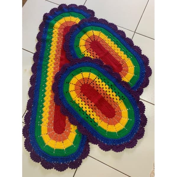 Conjunto de cozinha arco íris  em crochê