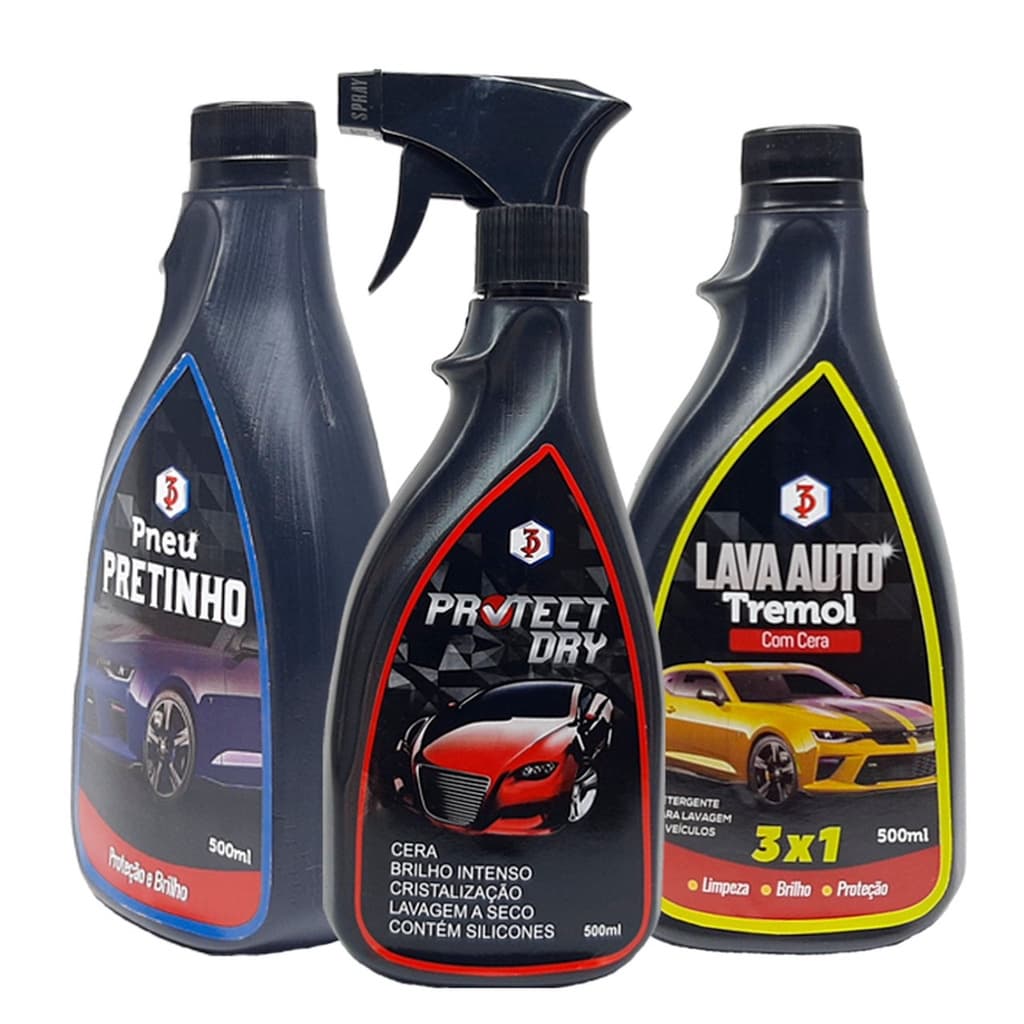 Kit Limpeza/Estética Automotiva 3x1 - 3 Poderes