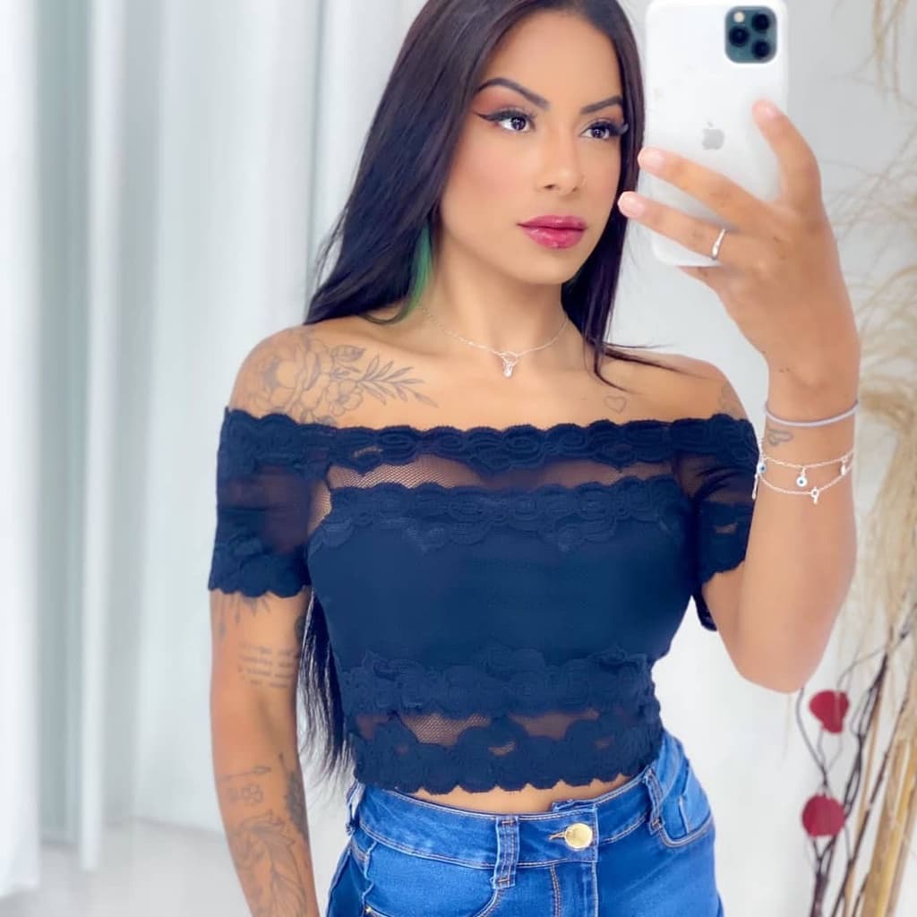 Cropped Ciganinha Top Renda Rendado Moda Feminina Oferta