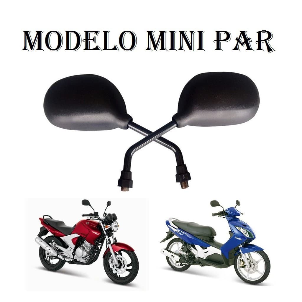 Par Mini Retrovisor Espelho Yamaha Ybr 125/Neo 115/Fazer/Lander 250 Crypton 105/115 / Factor / Xtz 125 / Xtz 250 Teneré