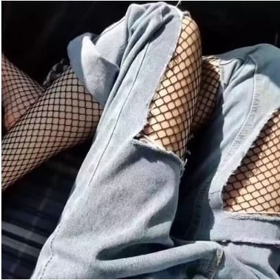 Meia Calça arrastão Feminina longa perna inteira  preta rede