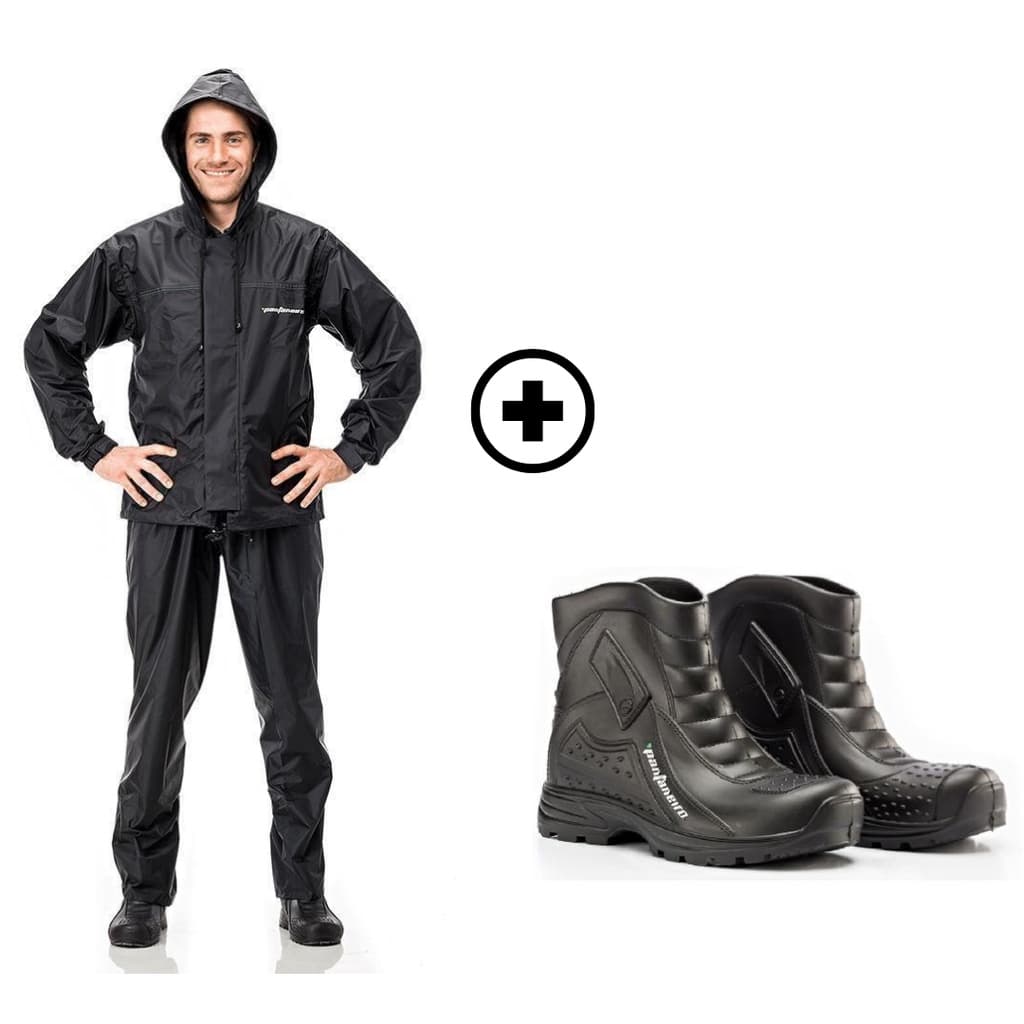 Capa De Chuva Motoqueiro Nylon Luxo c/ capuz + Bota Pantaneiro