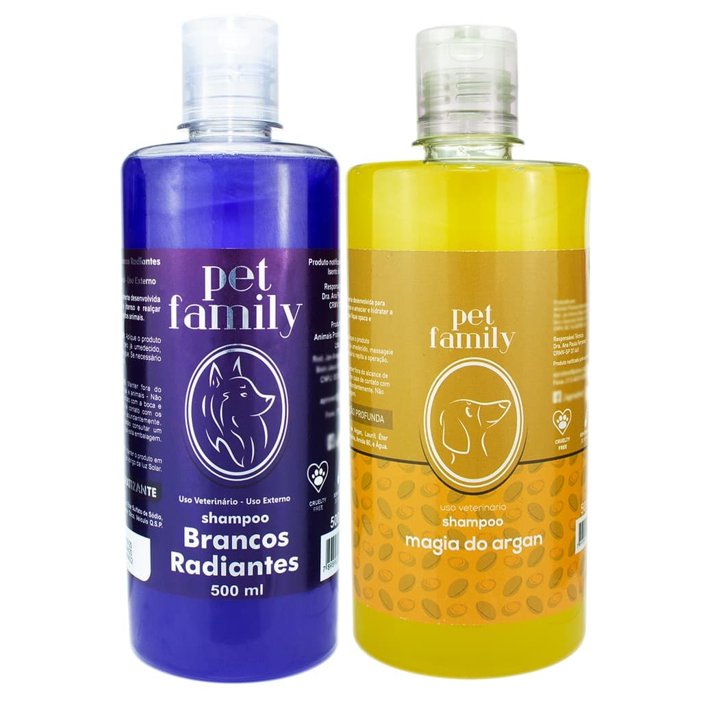 Kit Shampoos Branqueador Pet + Magia Do Argan Pra Gatos E Cães 500ml Pet Profissional Clareador