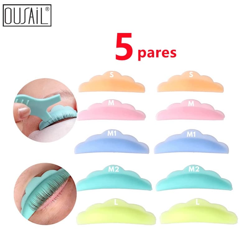 5 pares de almofadas permanentes de Silicone para levantamento de cílios em várias cores disponíveis