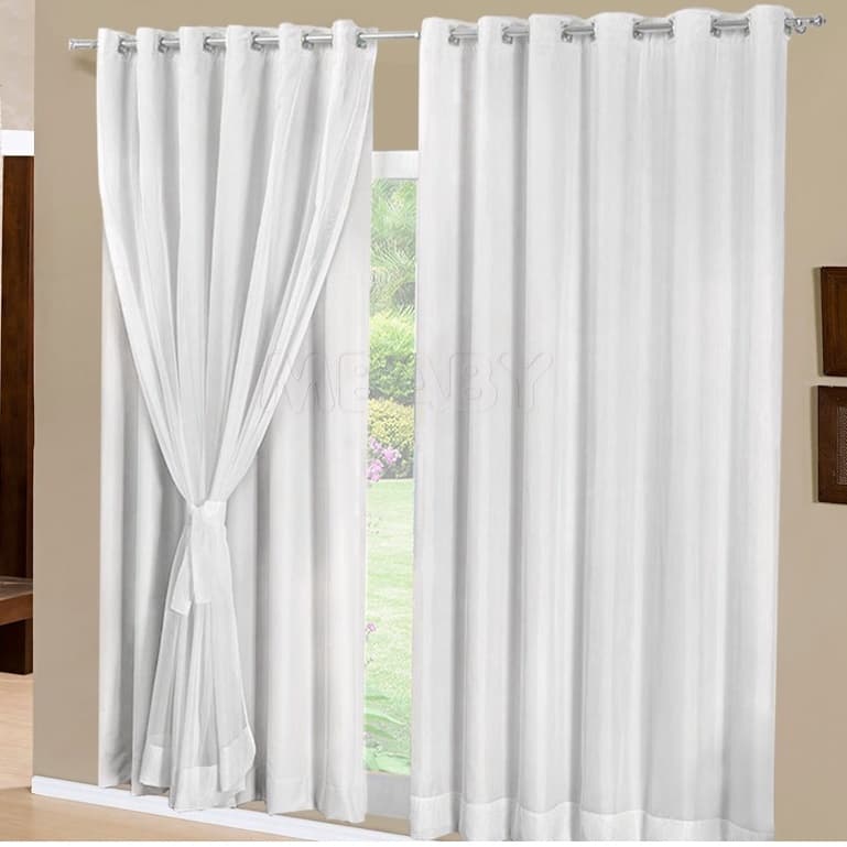 Cortina Blackout Com Voil 2,80m X 2,30m - Cortina Branca Para janela de Sala ou Quarto Branco