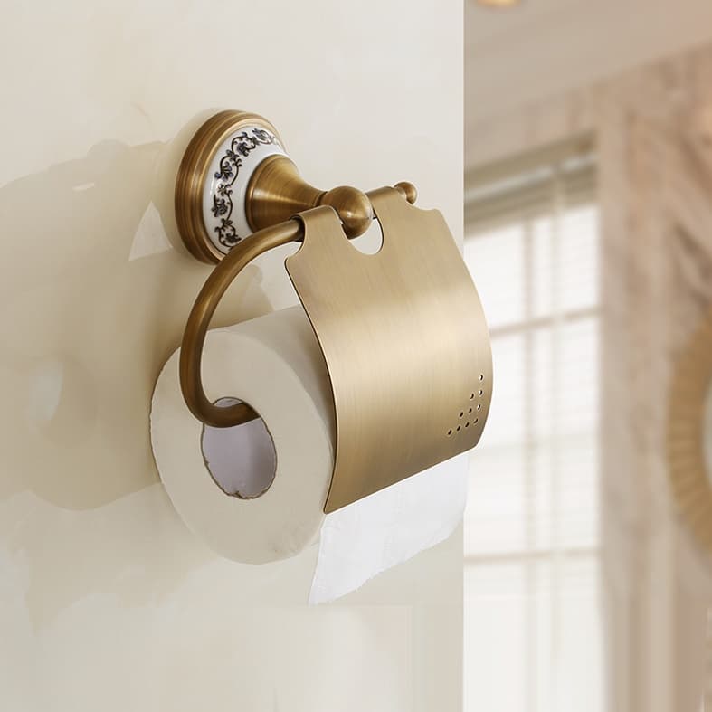 Novo Estilo Europeu Vintage Latão Banheiro Suporte De Papel Higiênico Fixado Na Parede Rolo Rack Tecido 2ba412