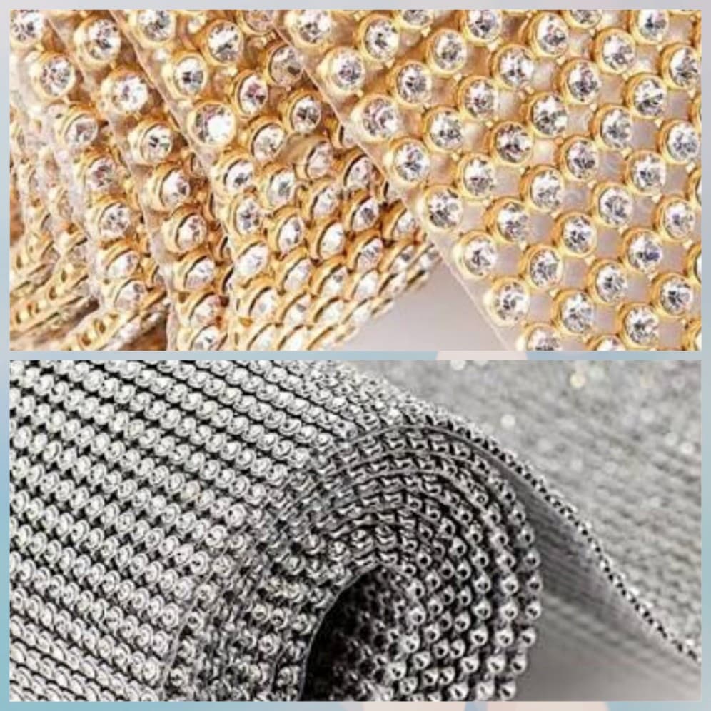 Manta de Strass 4cmX45cm Alto Brilho Termocolante Ouro Prata Tiffany Furta Cor