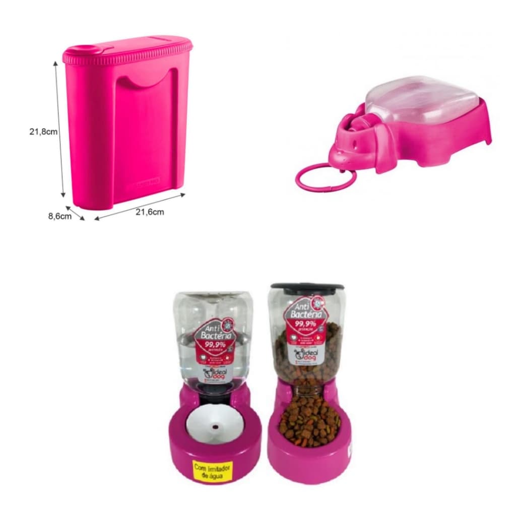 PET COMEDOURO+BEBEDOURO COM PORTA RAÇÃO E BEBEDOURO PORTATIL PET ref 26