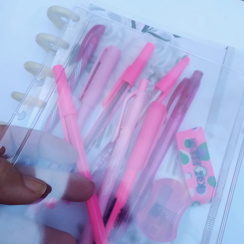Pasta ZIP Transparente Com Fecho para Caderno de Disco Sistema Inteligente