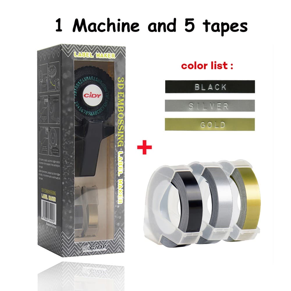 Mini Fabricante De Etiquetas Manual Portátil DIY Com 5 Rolos De Fita De Recarga De Plástico PVC 9 Mm Fitas De Etiqueta P