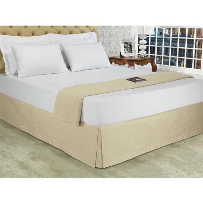 MEGA PROMOÇÃO SAIA BOX FÁTIMA CASAL PADRÃO 30 CM ALTURA BEGE