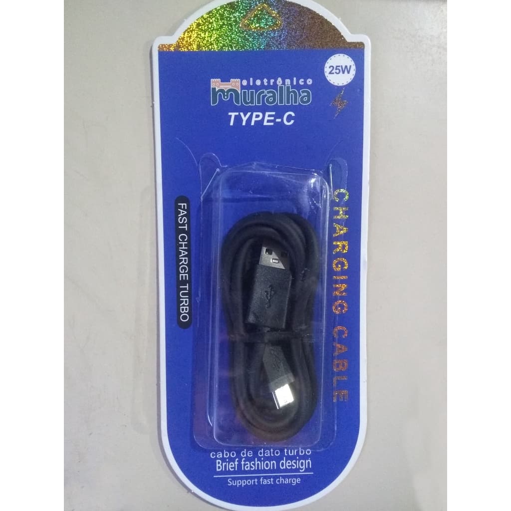 Cabo de carga Turbo Rápido Tipo C 25w Cabo de Dados Cabo C USB 1 Metro celular Android