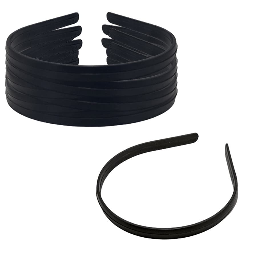 Kit 12 Tiara Arco Plástica Simples Preta Lisa 10mm/1cm Costumizar/forrar