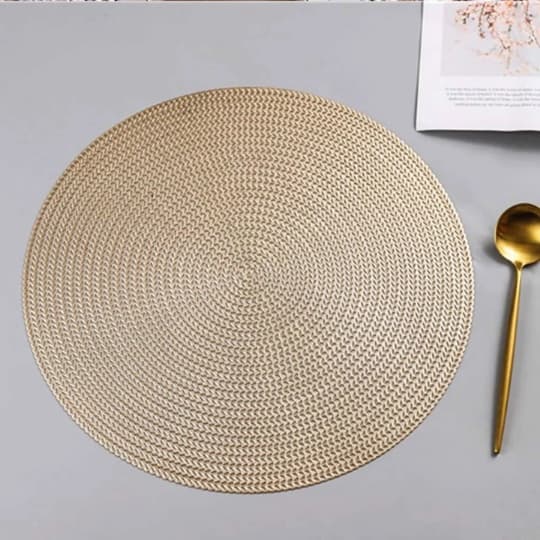 Kit 8 Jogo americano Redondo Dourado Mesa Jantar Luxo