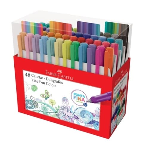 Estojo Caneta Ponta Porosa Faber Fine Pen C/48 Cores