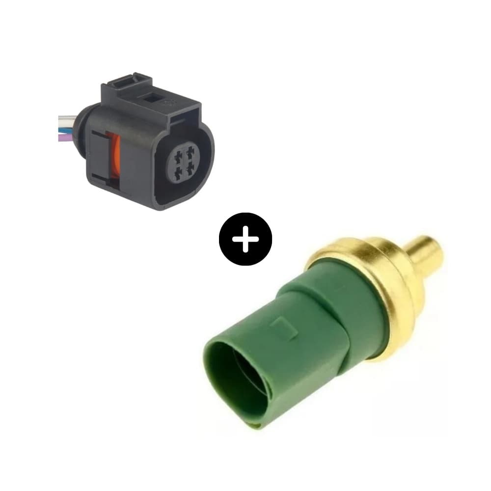 Kit Sensor Temperatura + Plug Chicote Fox Golf Gol G3 Audi A3 Verde 4 Pinos