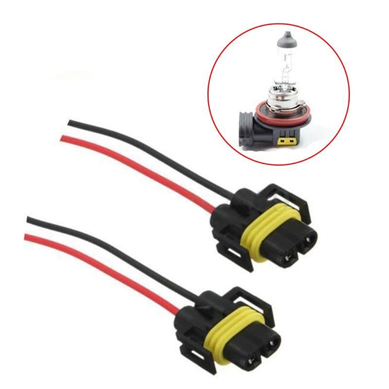 RUN 2 Pçs Farol Do Carro Luz Nevoeiro Adaptador Conversão Conector Soquetes Fio Chicote Lâmpada H11 H8