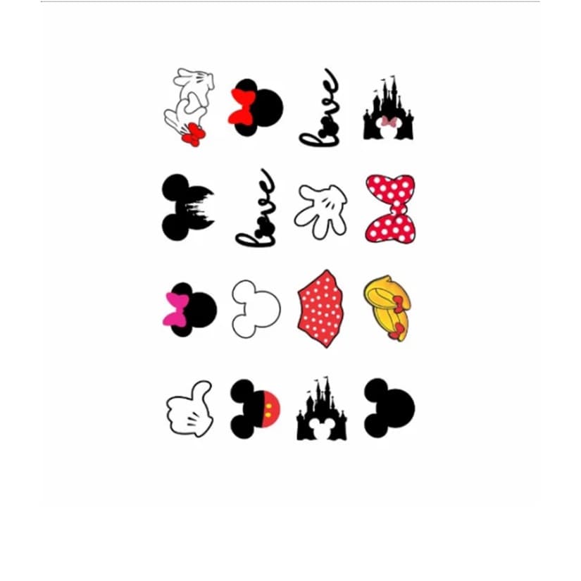 Tatuagem Temporária | Kit Festa 16-002 | Divertido tema Minie e Mickey infantil com 16 grandes envio imediato