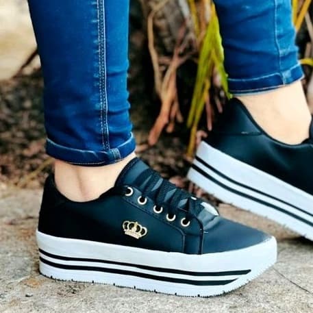 tenis feminino plataforma leve confortavel para uso no dia dia coroa casual