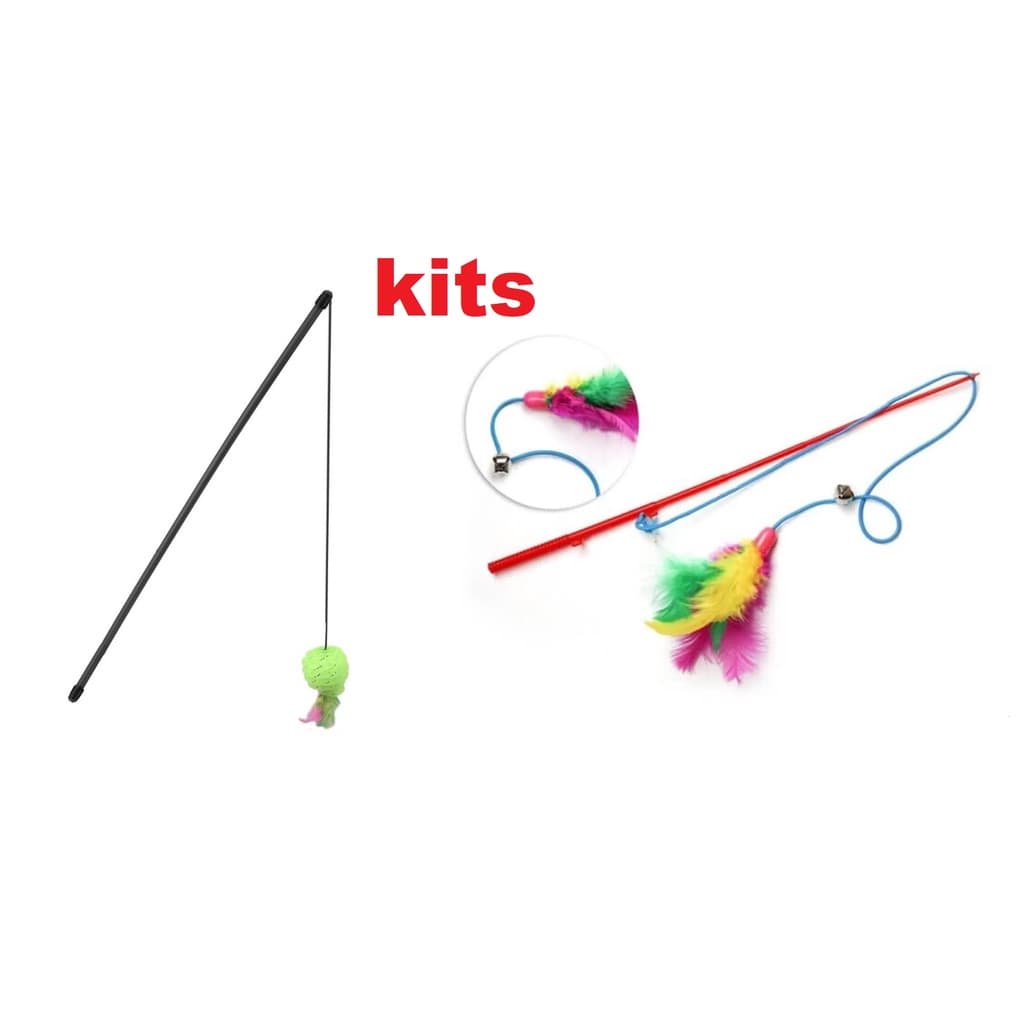 Kits Brinquedos Para Gatos Brincar Varinha com bola e pena Varinha com pena Premium