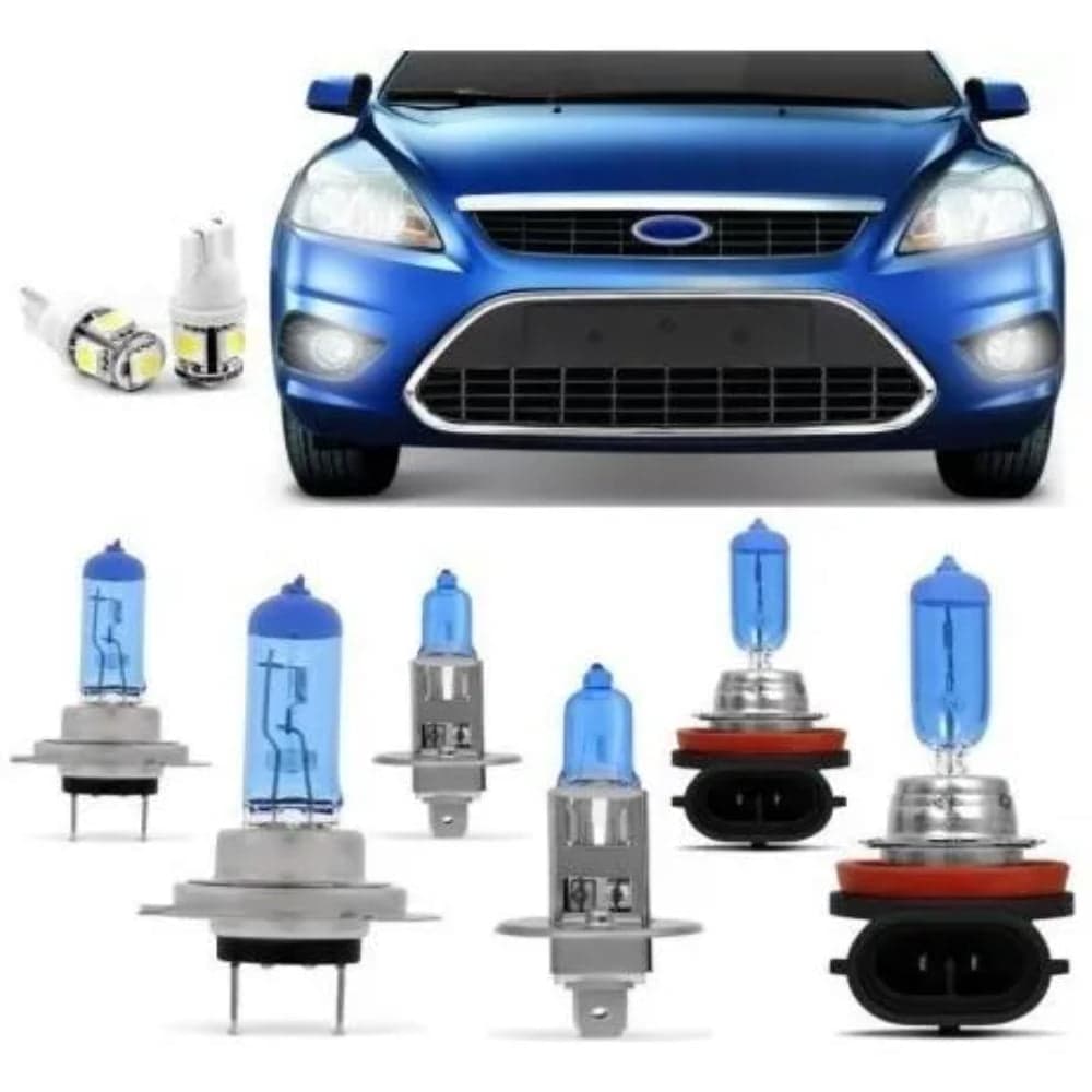 Kit Lâmpadas Super Branca Farol Alto Baixo e Milhas H1 H7 H11 Ford Focus 2009, 2010, 2011, 2012, 2013