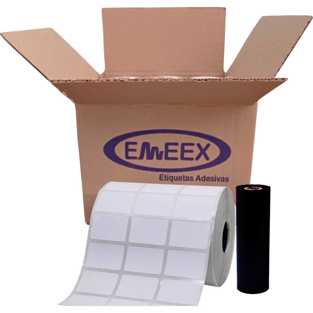 Etiqueta Couchê 33x22 mm Caixa 10 Rolos + 5 Ribbons Cera