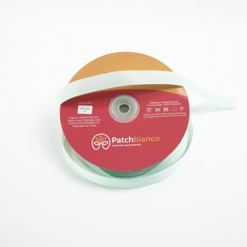 Fita de Gorgurão Verde Água - 20mm - Rolo Com 50 Metros