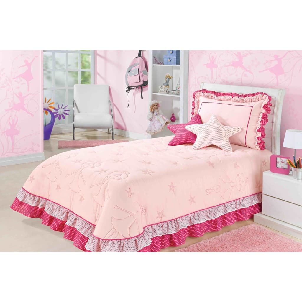 COBRE LEITO BAILARINA SOLTEIRO 4 PECAS PROMOÇÃO ROSA E LILAS