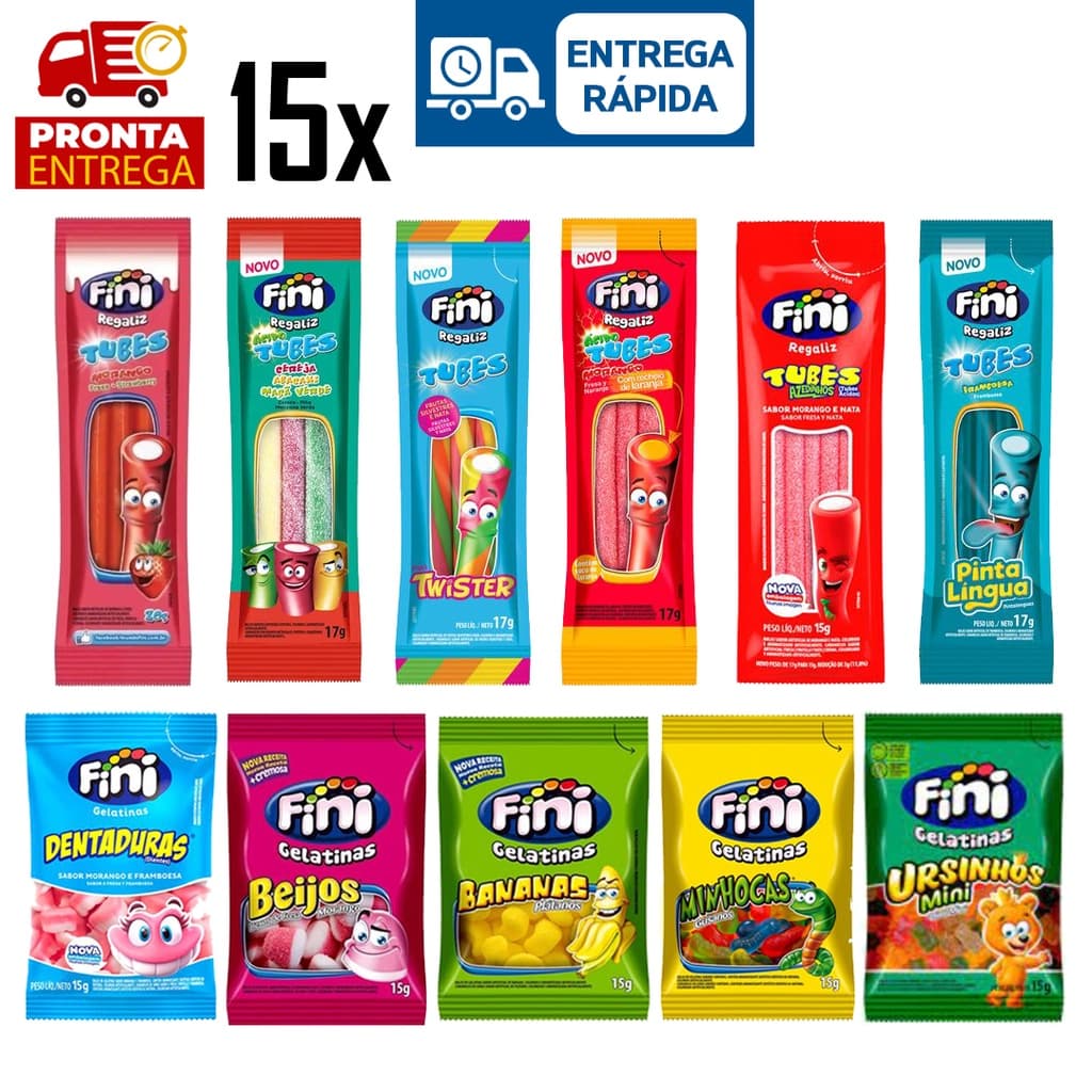 15 Pacotes Bala Fini Sabores Variados