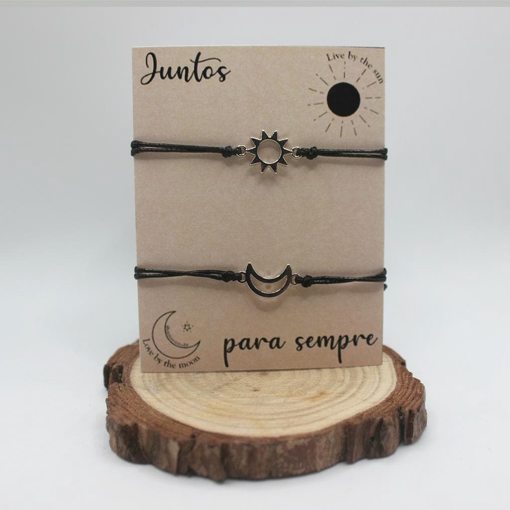 Par Pulseiras Lua e Sol Juntos para Sempre Casal/Amizade Conjunto Pulseira