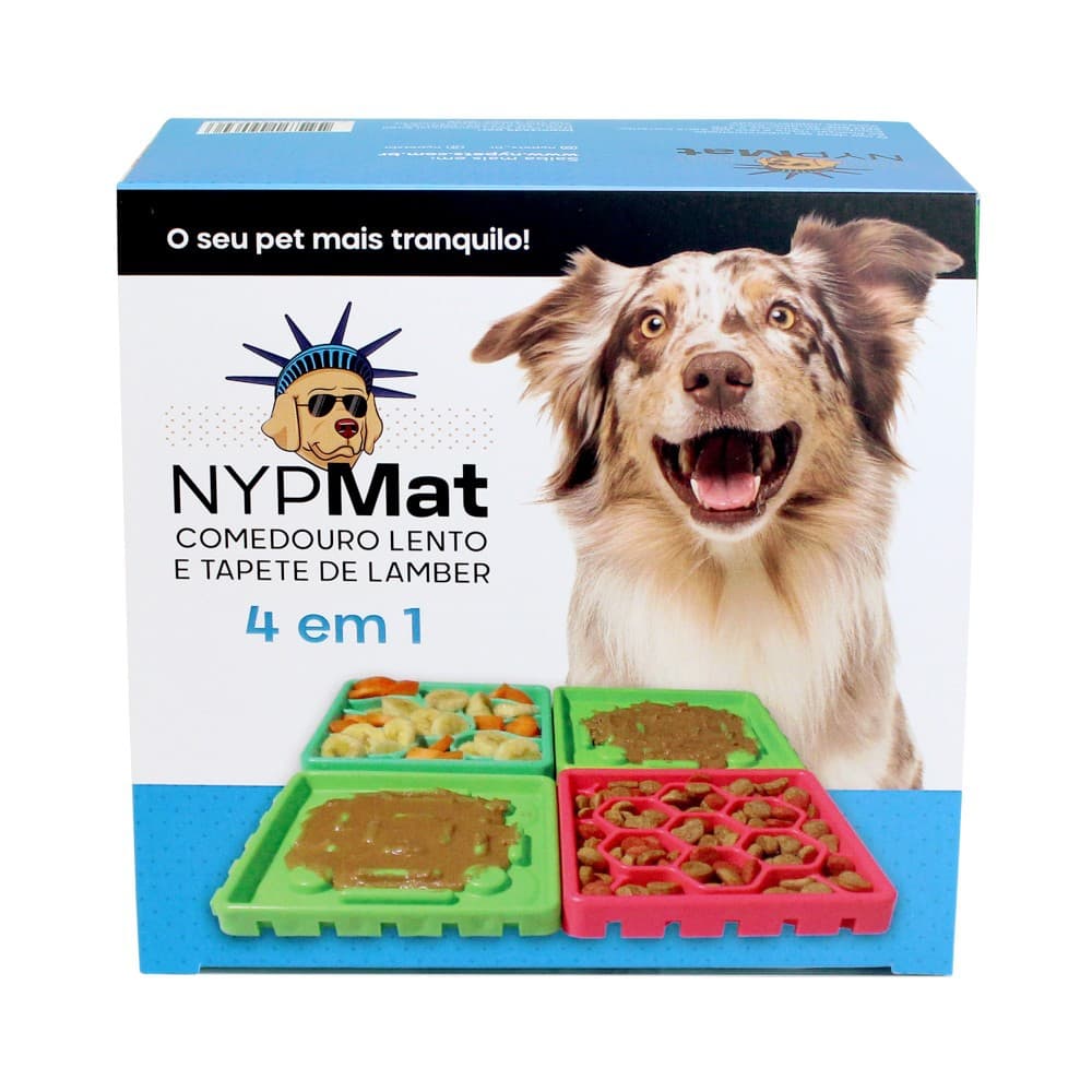 Comedouro Lento e Tapete de Lamber  4 em 1 NYP Pets p/ cães e gatos