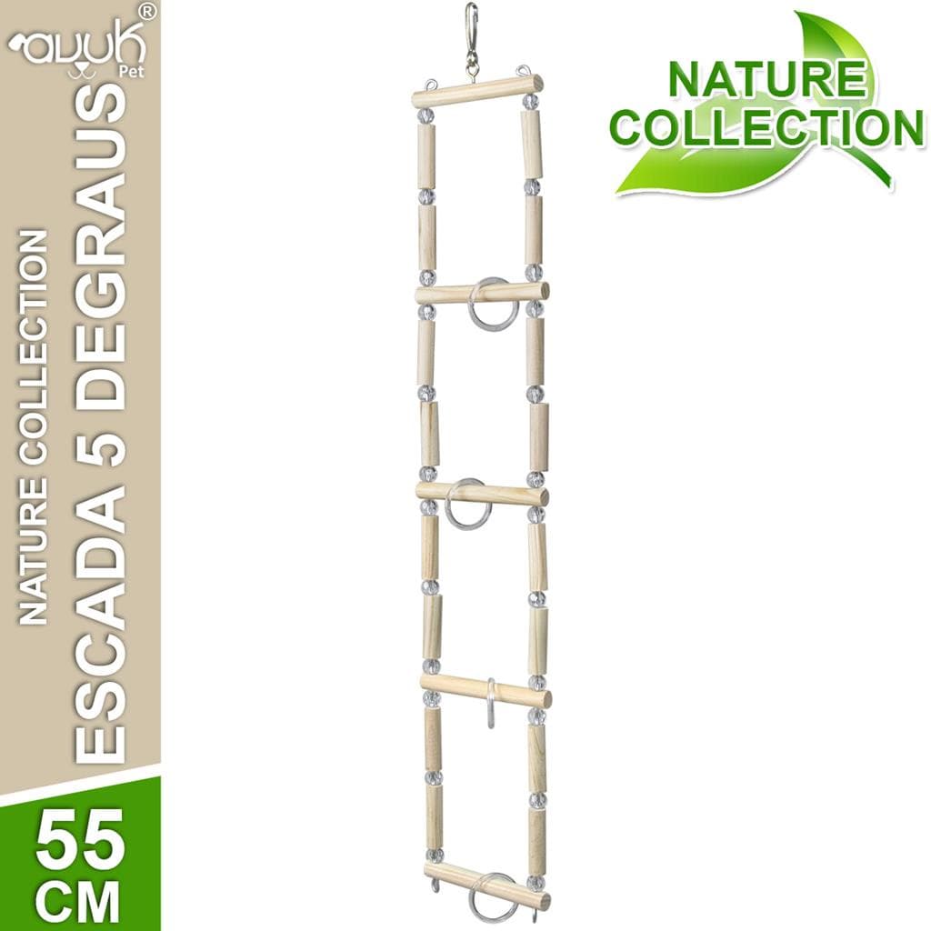 Escada 5 Degraus Natural Para Calopsita Periquito