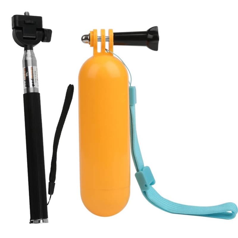 Kit Gopro Bastão Retratil Monopod + Flutuante Flutuador Boia P/ Camera Esportiva Eken H9R SJCAM