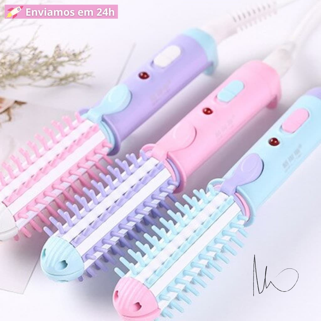 Mini Escova Iônica para Viagem, Presente dia das Mães, dia dos Namorados escova modeladora com dupla voltagem de cerâmica, turmalina iônica para alisar os cabelos, com saco, para escova profissional aquecida