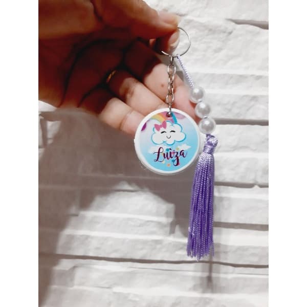 30 peças chaveiro personalizados c/pérolas e cartão card