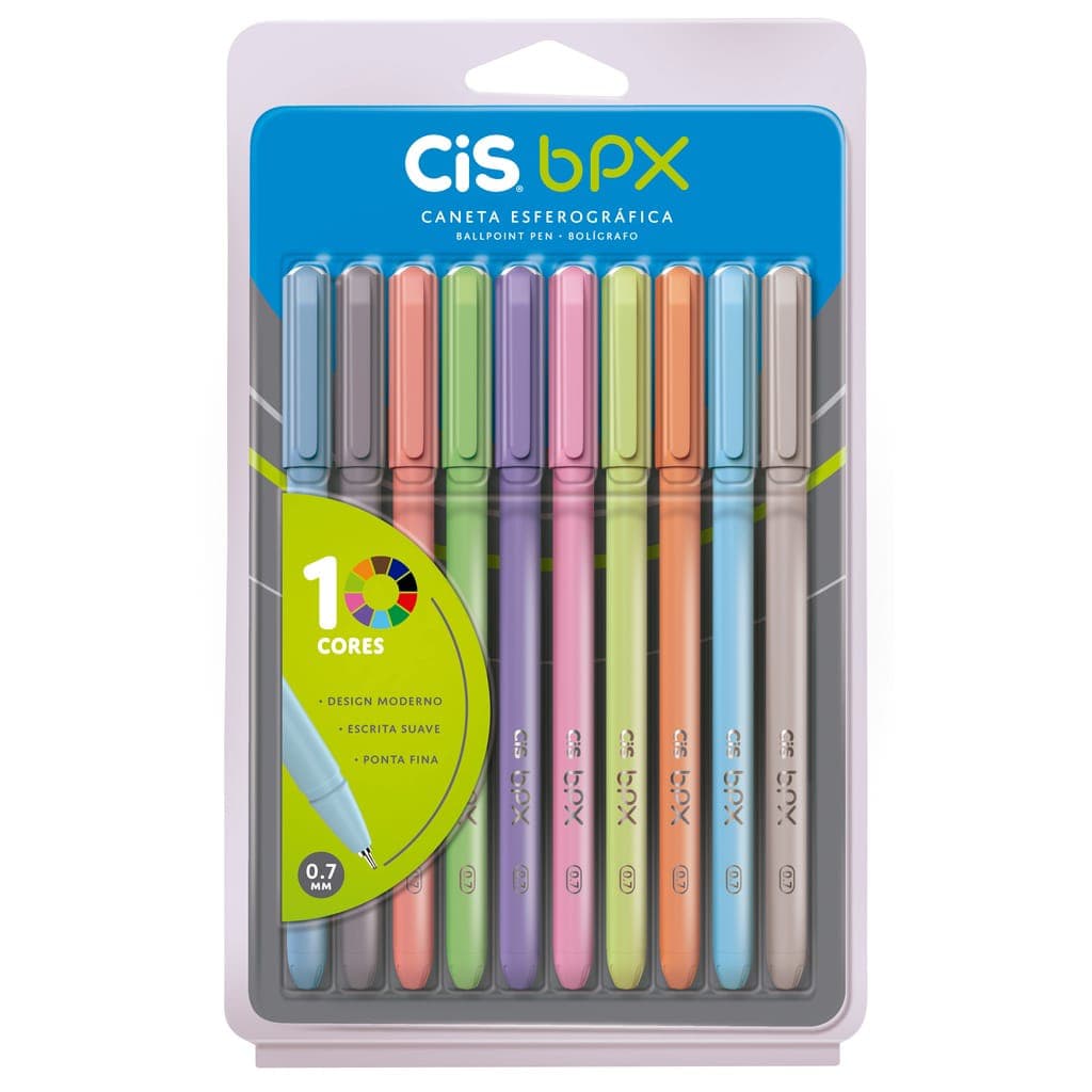 Caneta Esferográfica BPX c/ 10 Cores CIS