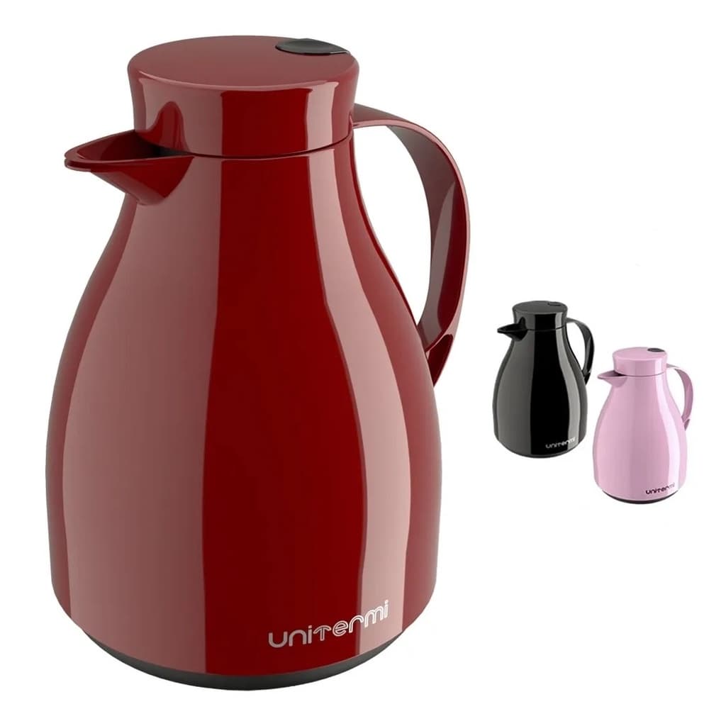 Garrafa Térmica 1 Litro Unitermi Paris Para Café Chá Com Gatilho Ampola de Vidro Bico Anti Gotas Resistente