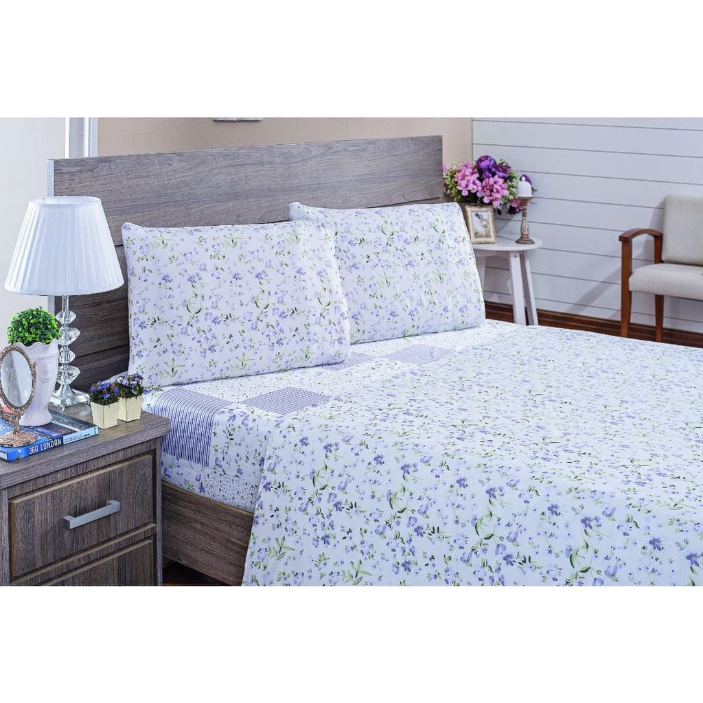 Jogo De Lençol Para Cama King 4 Peças Estampado Tamanhos King Queen Casal