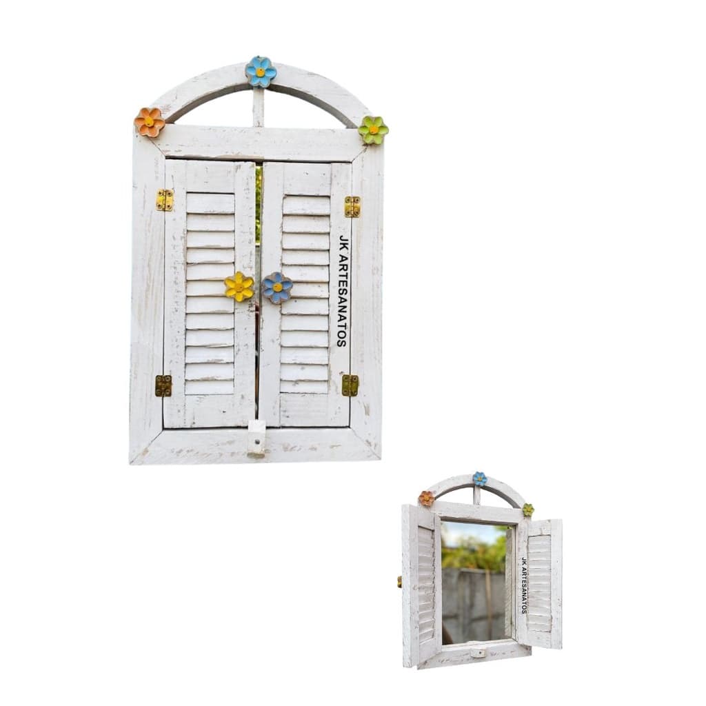 Moldura De  Madeira Decorativa C Espelho Rustico Tipo Janela, pátina, área gourmet, quarto, lavabo, envio imediato